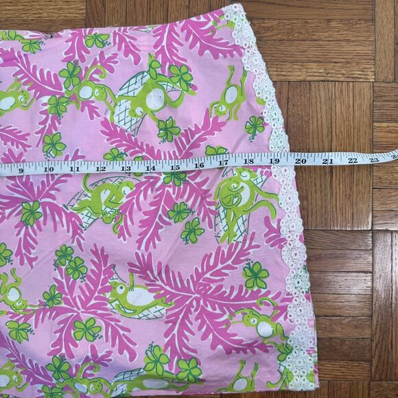 Lilly Pulitzer Pink + Lime green Shorts Skirt cotton monkey skirt sz 8 - Picture 9 of 16